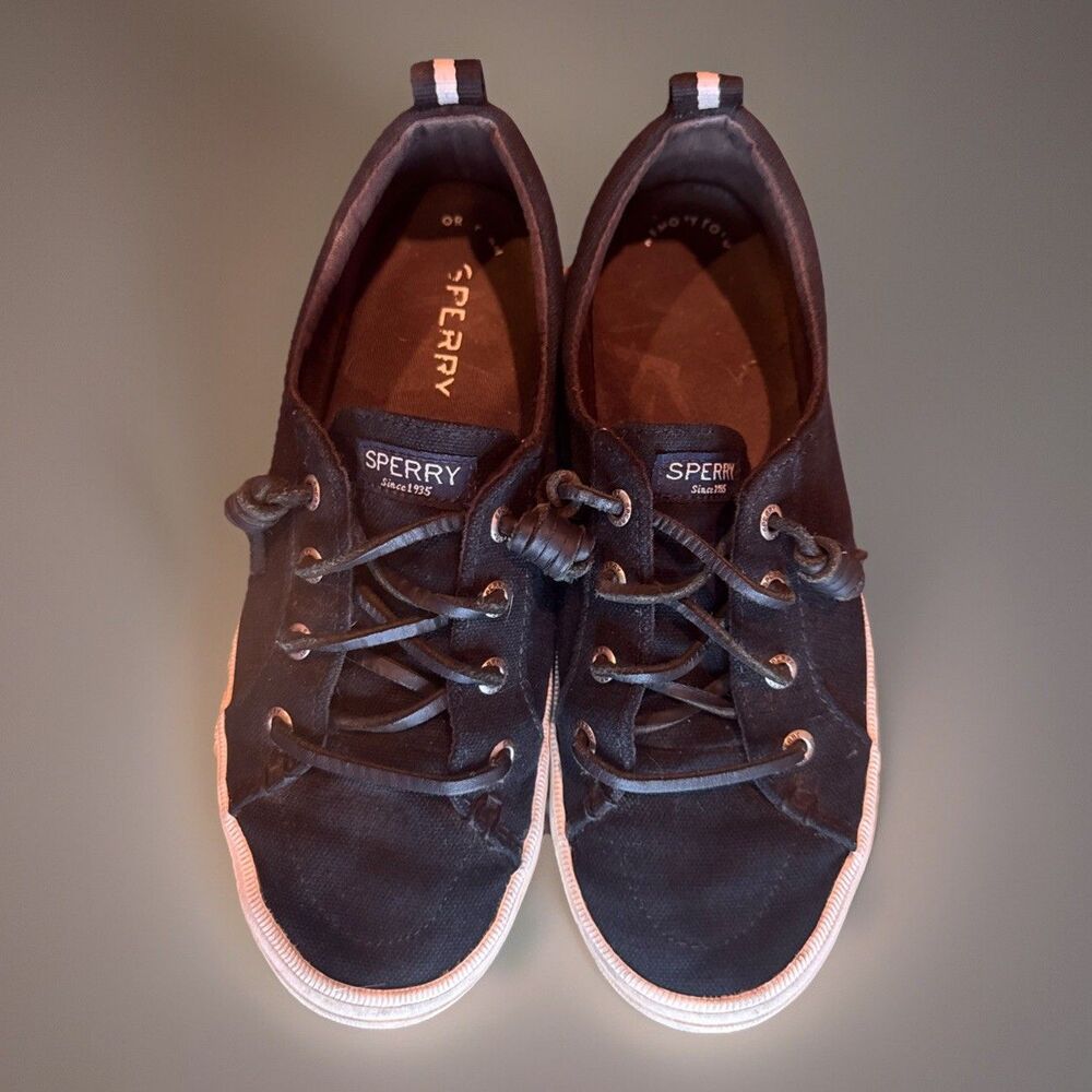 Sperry Women's Crest Vibe Washed Sneakers Black Size 6